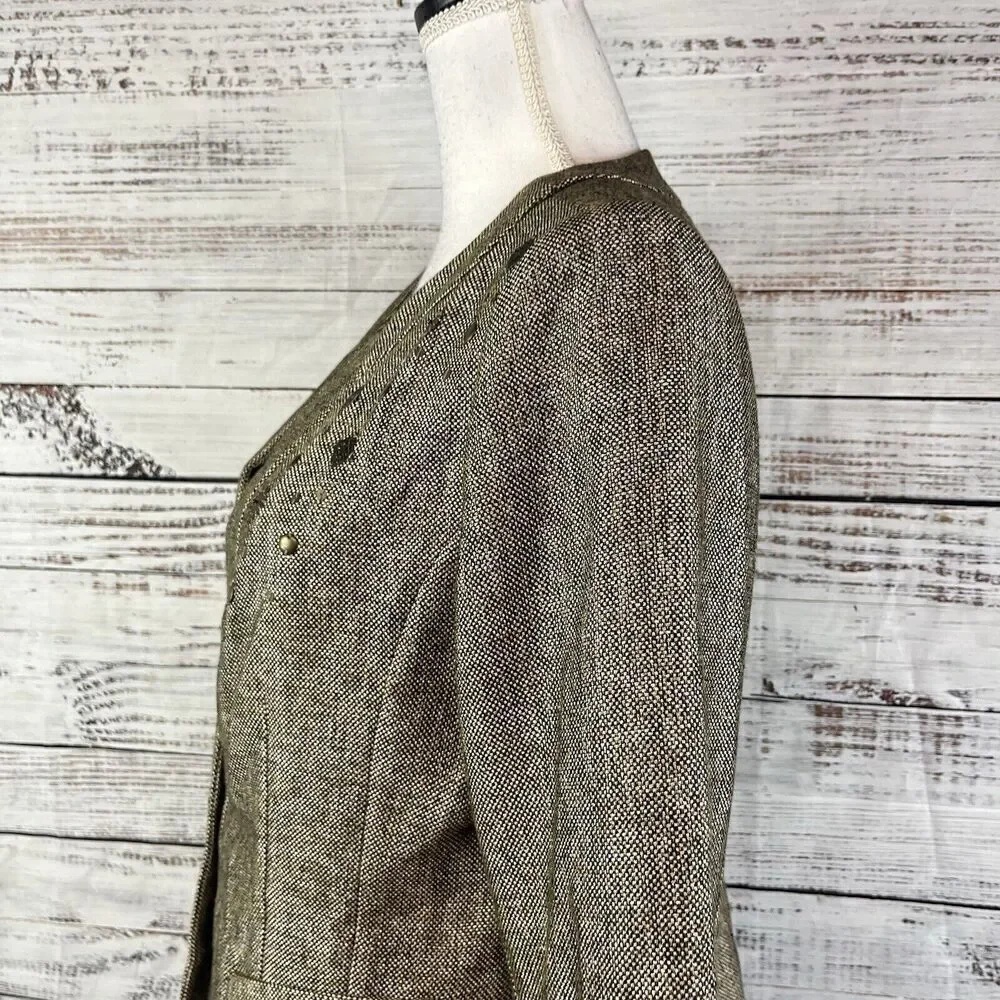 Coldwater Creek Blazer Jacket size 10 Brown Gold Tweed Career Professional